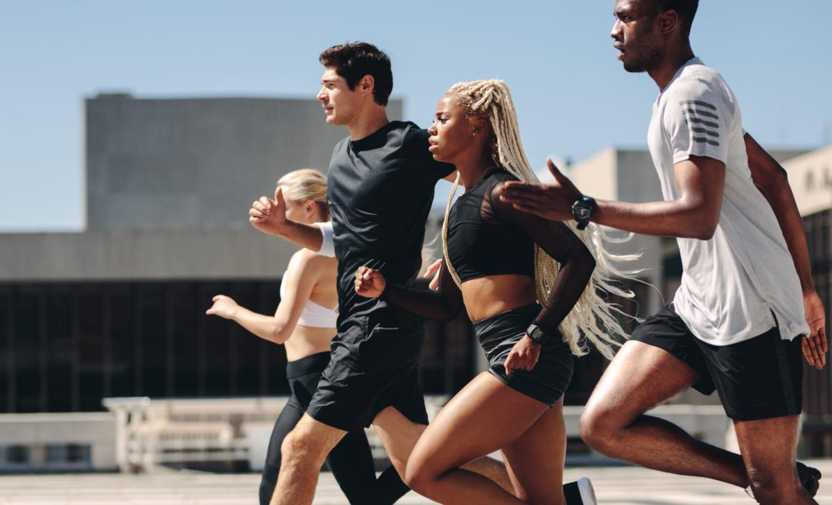 Runners in athletic clothing