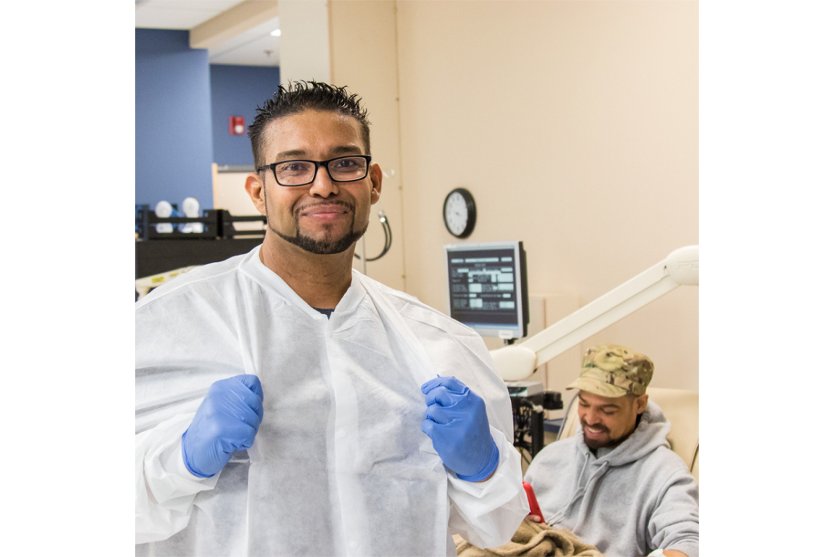 Healthcare worker and patient