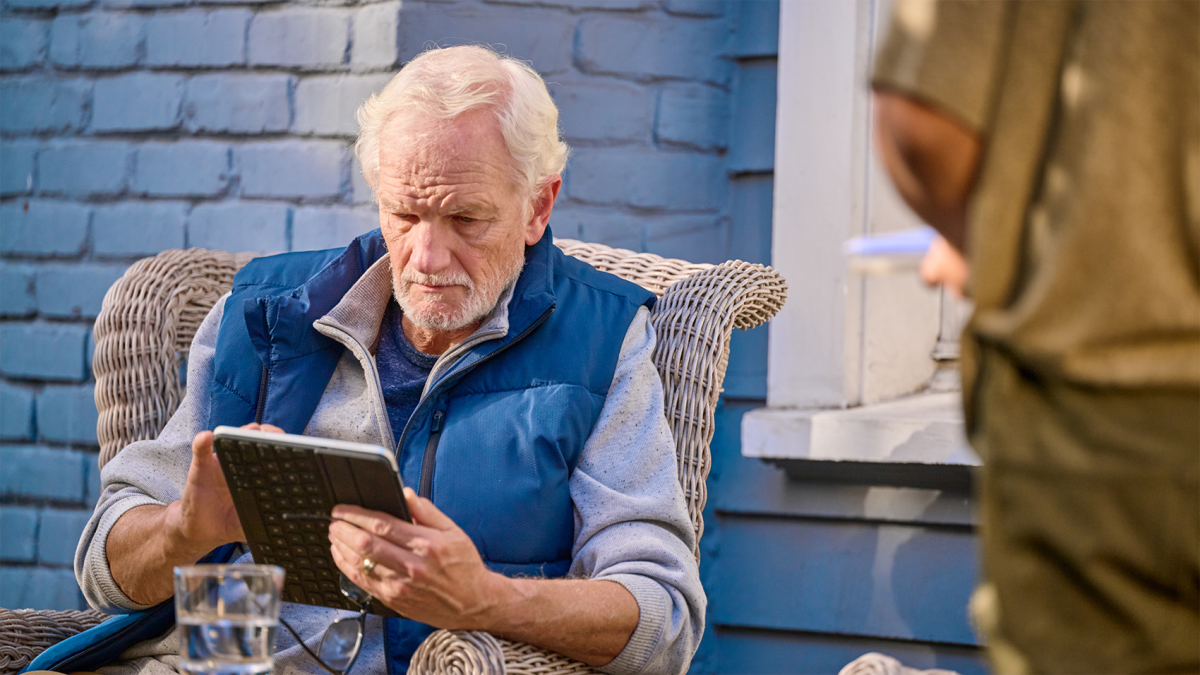 person working on a tablet