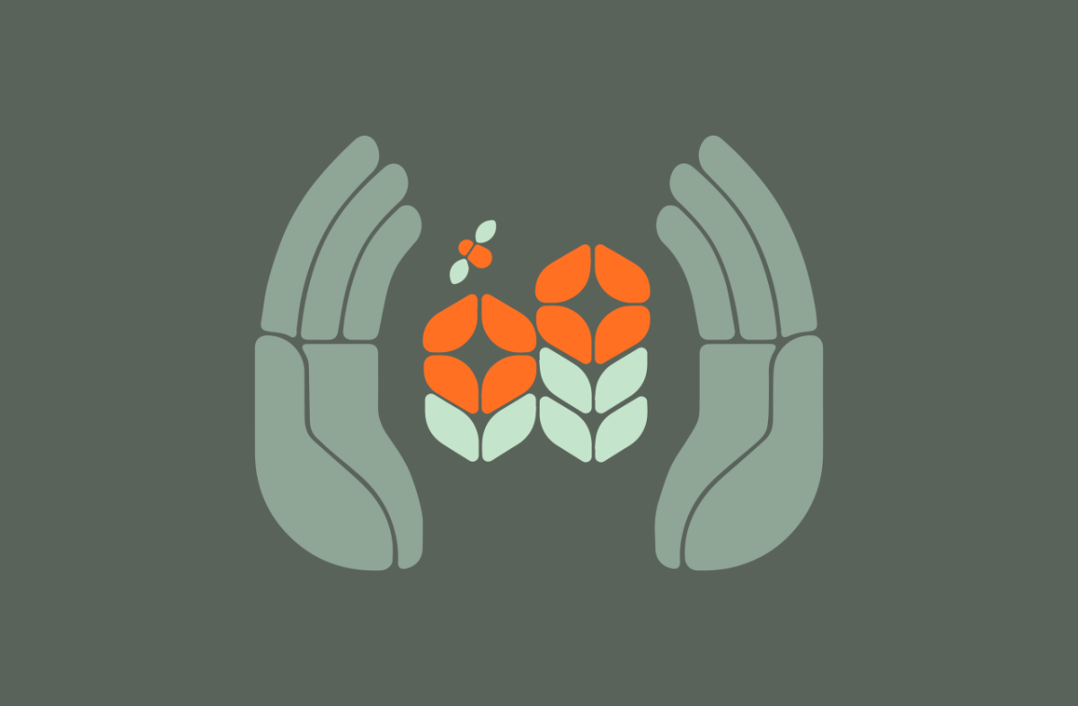 drawing of hands holding flowers