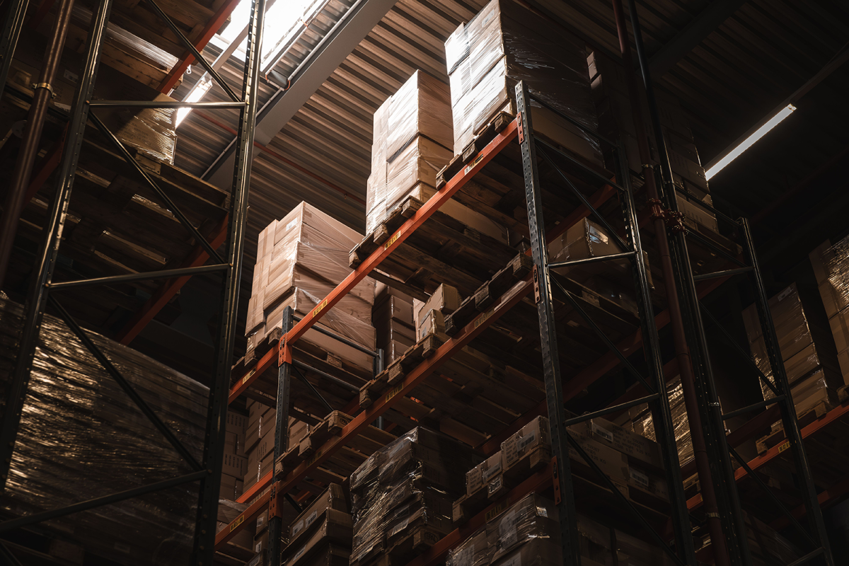Packaged boxes in warehouse.