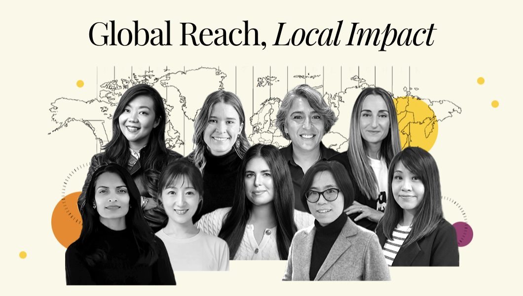 "Global Reach, Local Impact" with images of employees