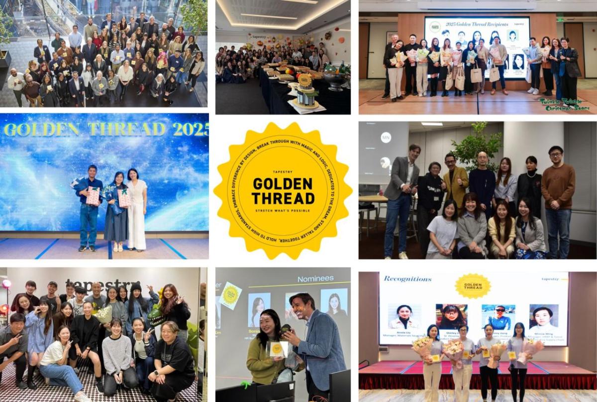 Golden Tread award logo with a collage of group images around it