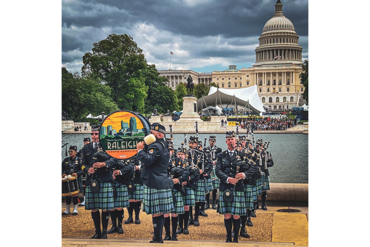 group of people playing bag pipes