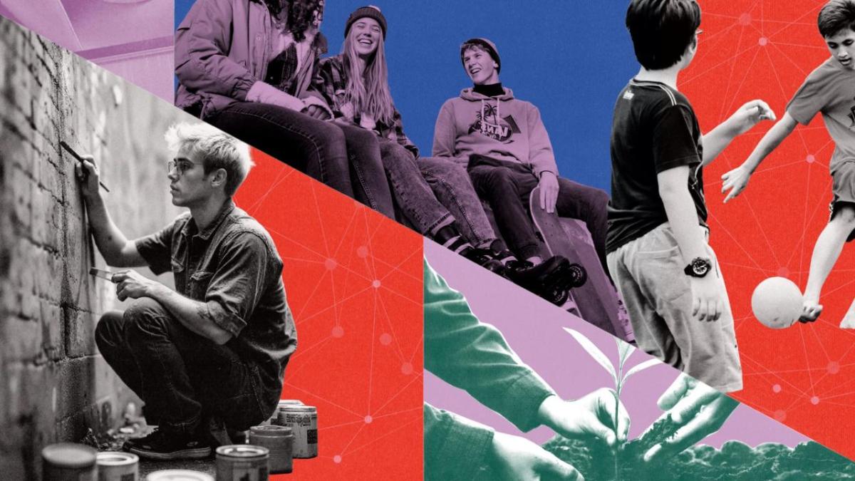 collage of young people doing things