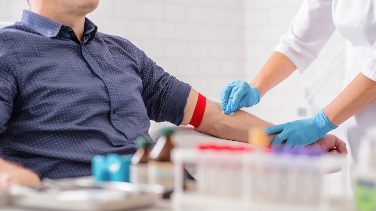 Preparing an arm for blood donation