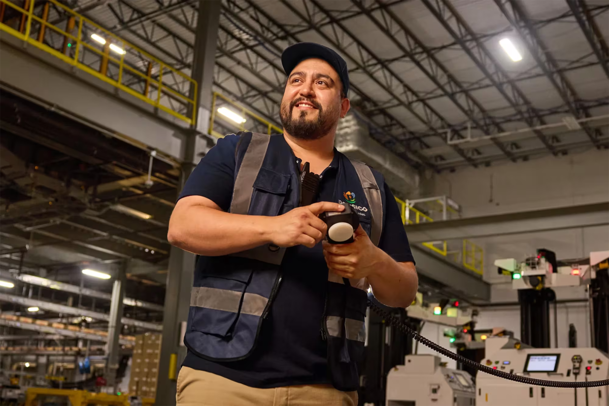 A smiling worker