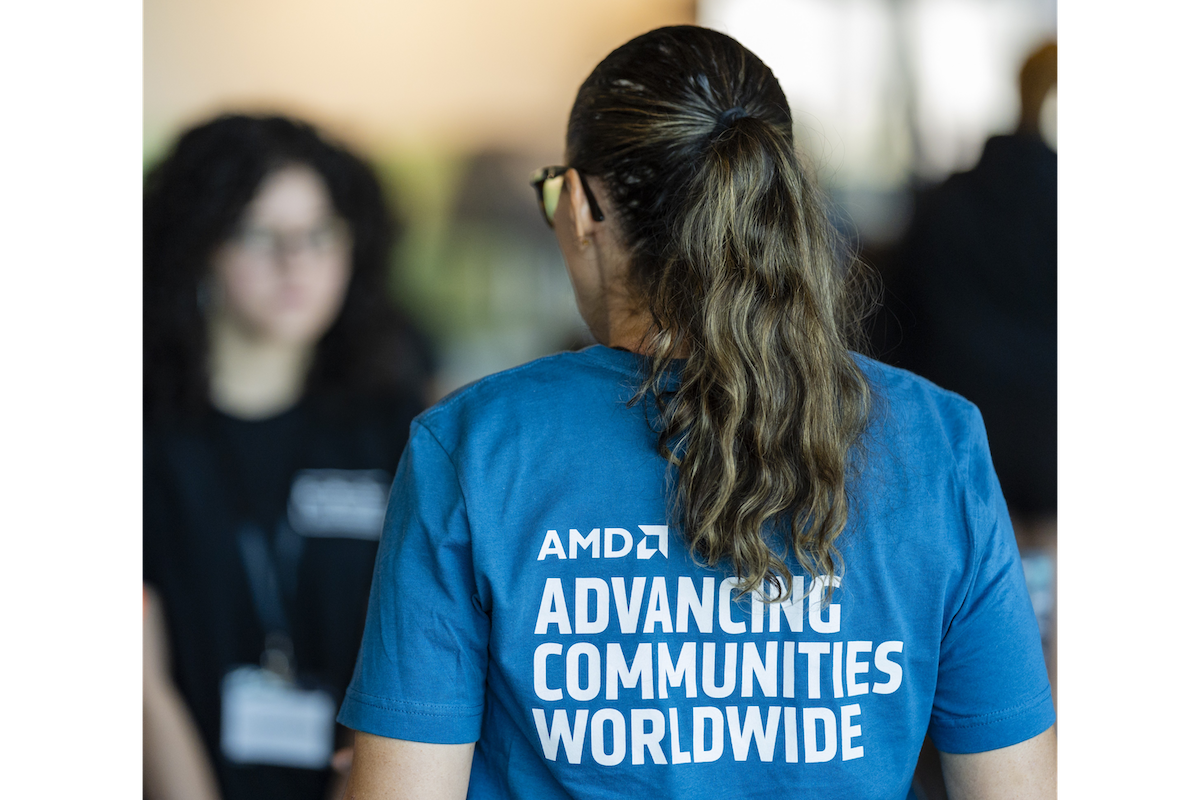 person wearing an AMD shirt