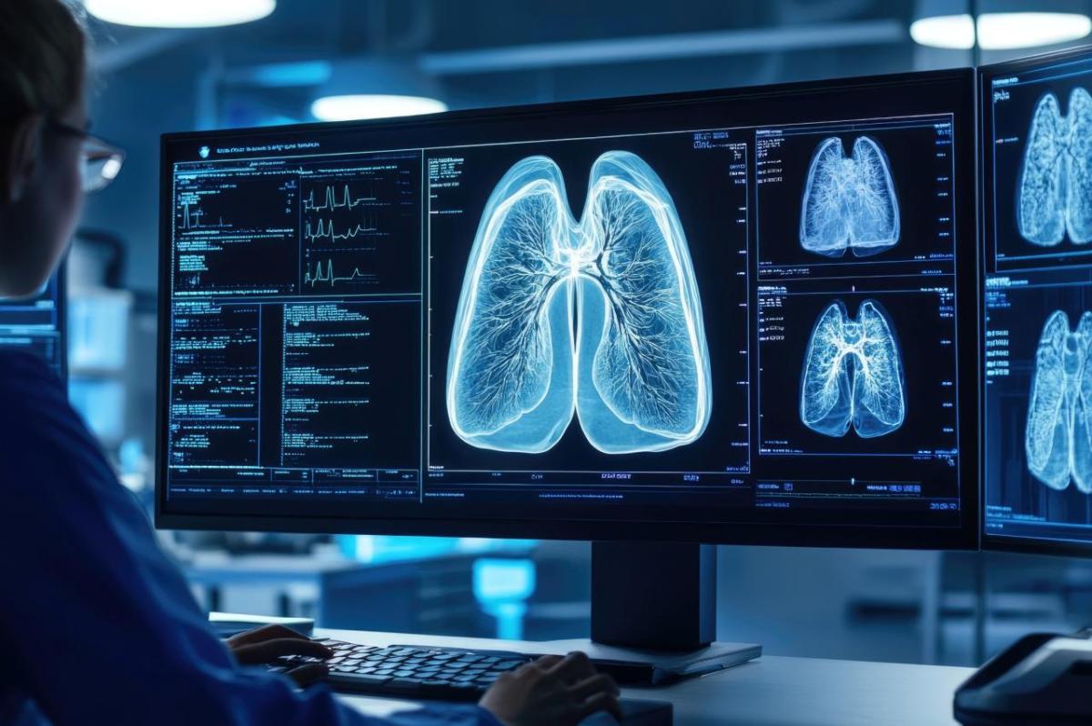 person reading a medical scan