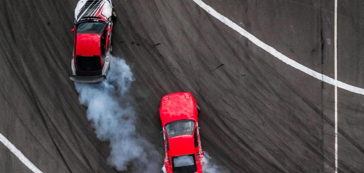 two cars racing