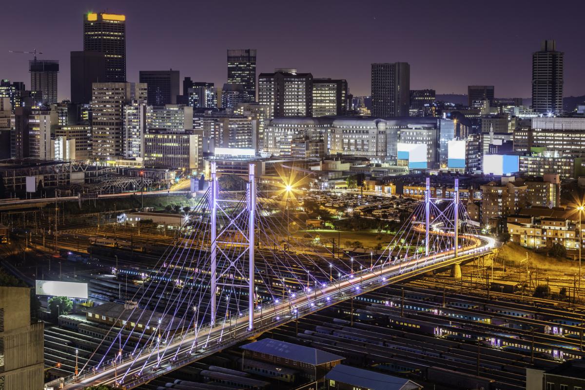 Johannesburg bridge at night