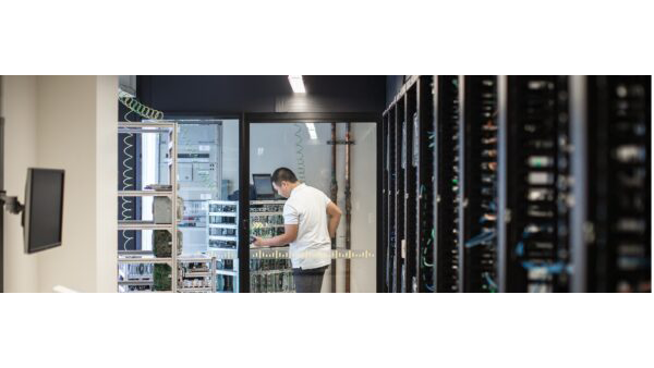 man working in data center