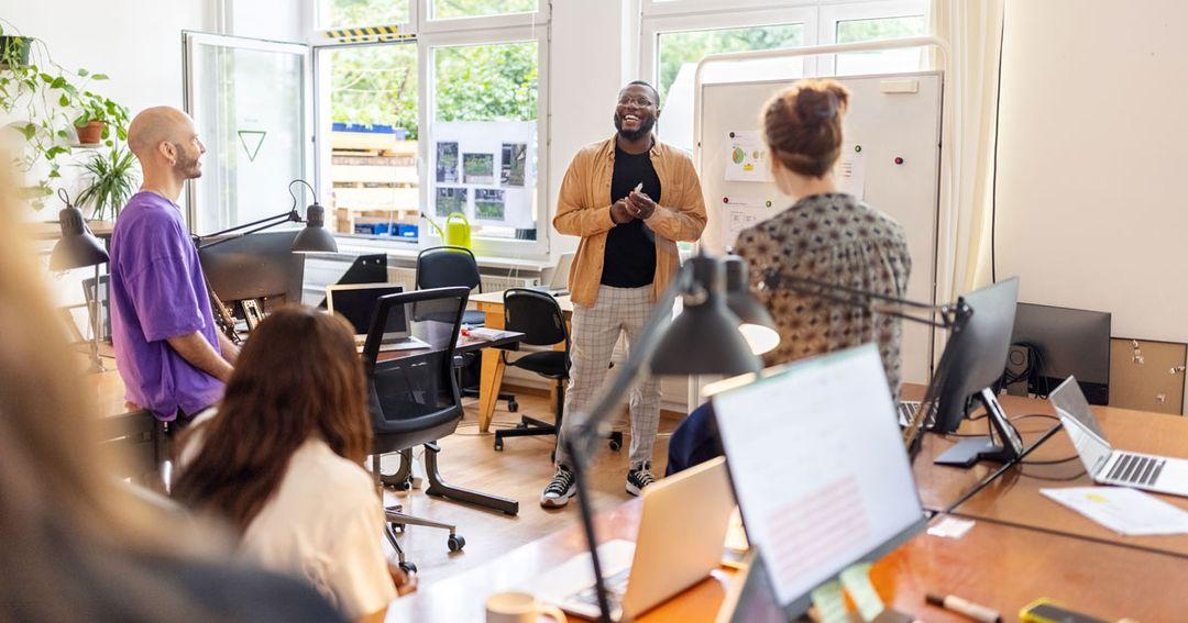 People talking together in an office