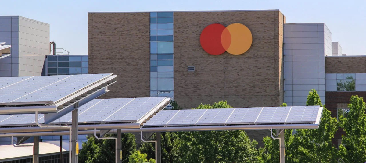 Renewable energy at Mastercard's facilities, such as solar panels at the St. Louis Tech Hub, advance the company's environmental goals and increase resilience, including for neighbors and the local grid. (Photo credit: Christopher Polley)