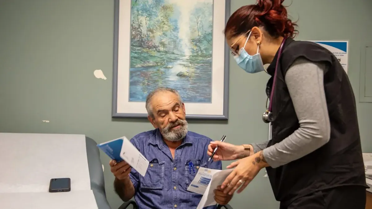 Health staff at Venice Family Clinic work with a patient. The health center was one of 15 recipients in the latest round of funding supporting health services in the aftermath of Los Angeles-area wildfires. (Photo courtesy of Venice Family Clinic/Barbara Grover)