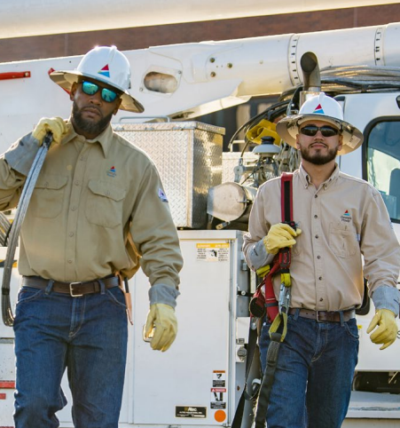 Workers in hard hats