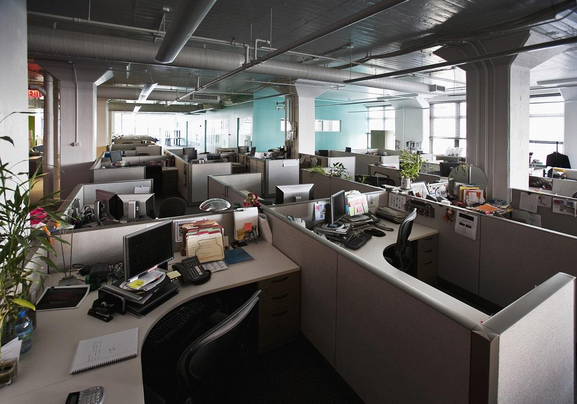 Office space with cubicles