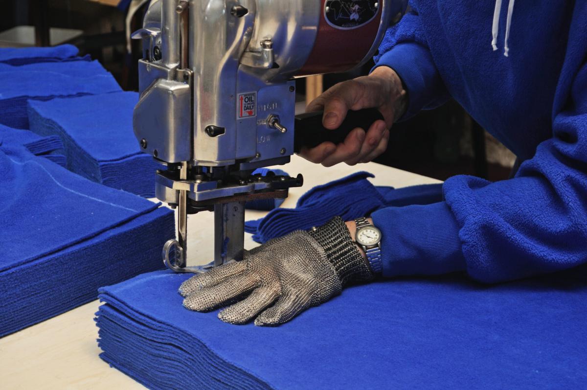 Clothing being made in a factory