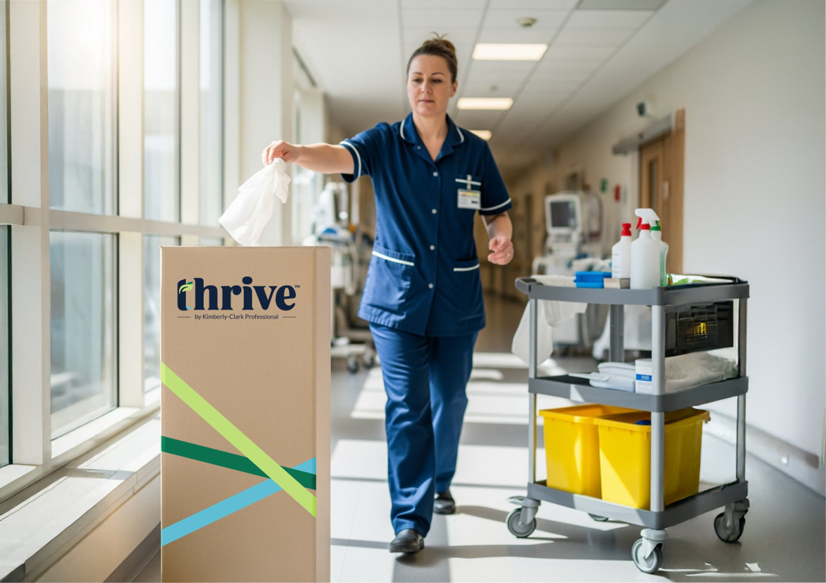 Cleaning professional taking something out of a thrive box