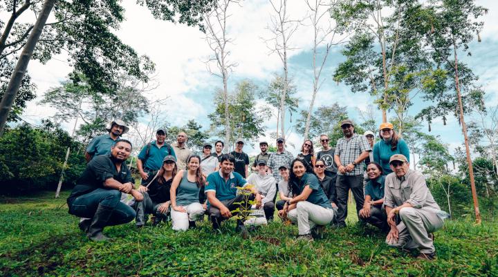 group photo in a forest