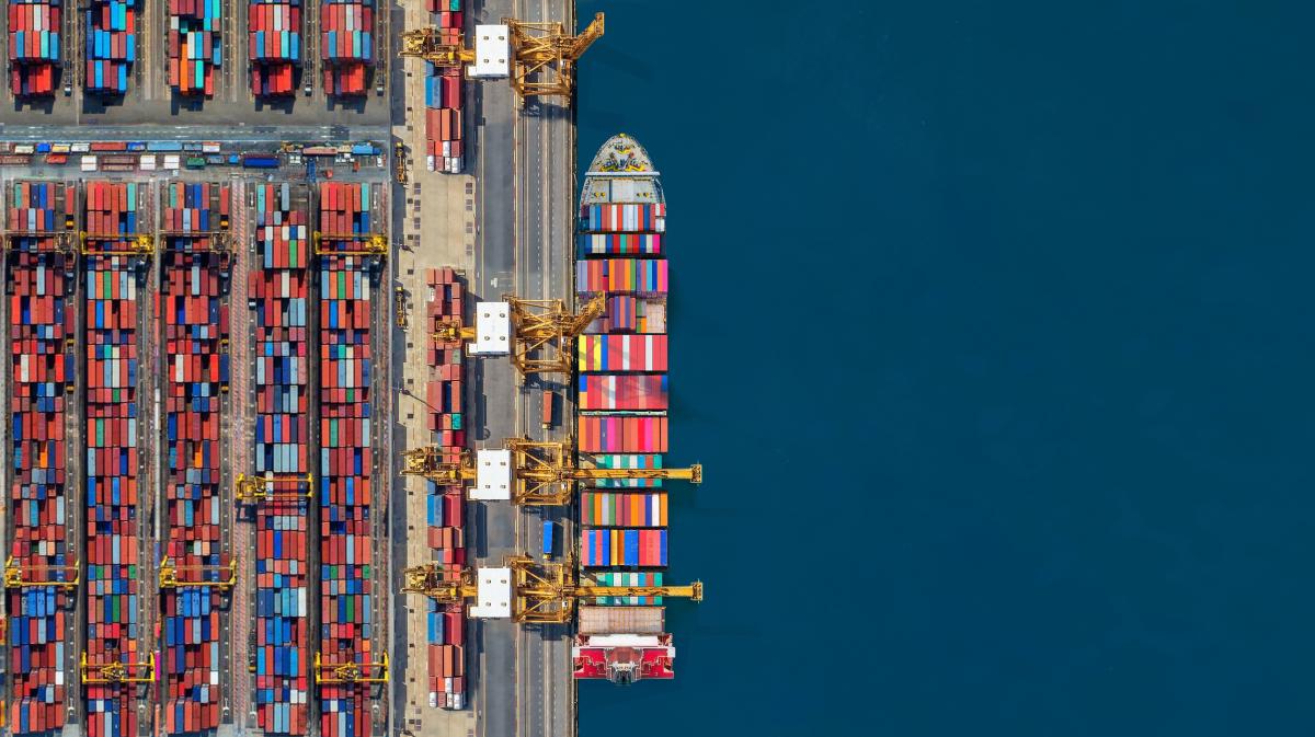 Ships in a port, seen from above