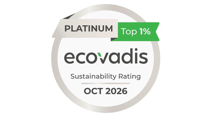 EcoVadis platinum top 1% sustainability rating.