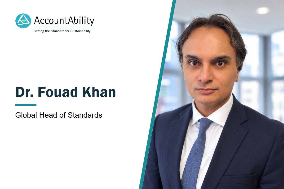 AccountAbility Welcomes Dr. Fouad Khan as the New Global Head of Standards 