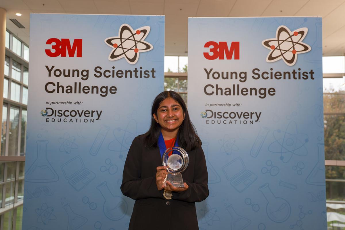 Raji Doshi as the winner of the 2026 3M Young Scientist Challenge.