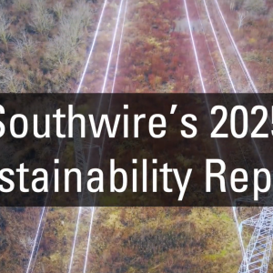 Thumbnail of announcement video with text "Southwire's 2025 Sustainability Report"