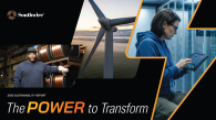 Cover of Southwire's 2025 Sustainability Report showing a wind turbine, person at a data center, and Southwire team member