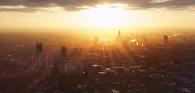 A skyline at sunset