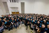 A large group of people posing for the camera