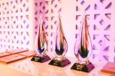 Three large glass awards