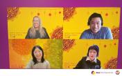 A group of four appearing in a virtual meeting.