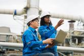 Pipeline operators surveying site