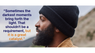 Photo of Baratunde Thurston, podcast interviewee, with a quote