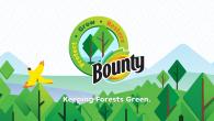 Bounty logo over an artistic representation of a forest with "Keeping Forests Green"
