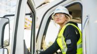 Duke Energy employee exiting truck