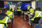 Students attend a workplace educational session at the DP World port terminal in San Antonio, Chile.