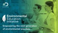 "Environmental Education Initiative. Empowering the next generation of environmental scientists." Two business owners shown with plants