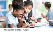 Energy for a better future cover page with children looking in microscope