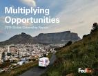 Photo of FedEx van driving along mountain road with white text overlayed reading, "Multiplying Opportunities: 2019 Global Citizenship Report"