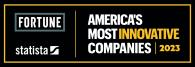 The Fortune America's Most Innovative Companies 2023 badge is shown in black, gold, and white.