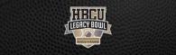 HBCU Legacy Bowl logo on a black background; Black College Football Hall of Fame