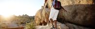 Person hiking in desert