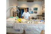 ESCH-R Principal Investigator Dr. Nicole Hunfeld with hospital waste at Erasmus Medical Center in Rotterdam.