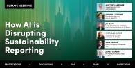 "How AI is Disrupting Sustainability Reporting" with headshots of speakers