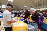 Volunteers from the LA Kings and Blue Shield of California gathered at the LAFD Frank Hotchkin Memorial Training Center to assemble meal kits for families in need.