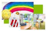 Collage of photos of kids drawings and interior of Kristi's house.