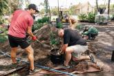 Arbor Day Foundation CEO Dan Lambe helps prepare trees for distribution in Lahaina, Hawaii, two years after devasting wildfires. The Foundation distributed more than 580 trees alongside its local planting partner The Outdoor Circle, in collaboration with Treecovery Hawaii, and The Royal Lahaina Resort & Bungalows.